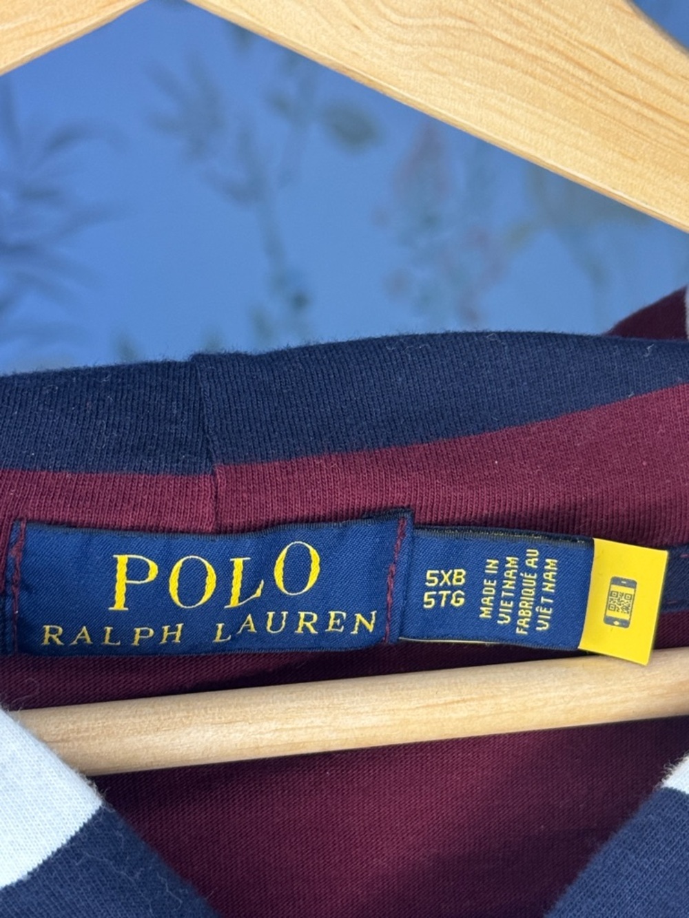 Men’s Polo Ralph Lauren Burgundy Navy White Striped Hoodie Big&Tall - Picture 6 of 12